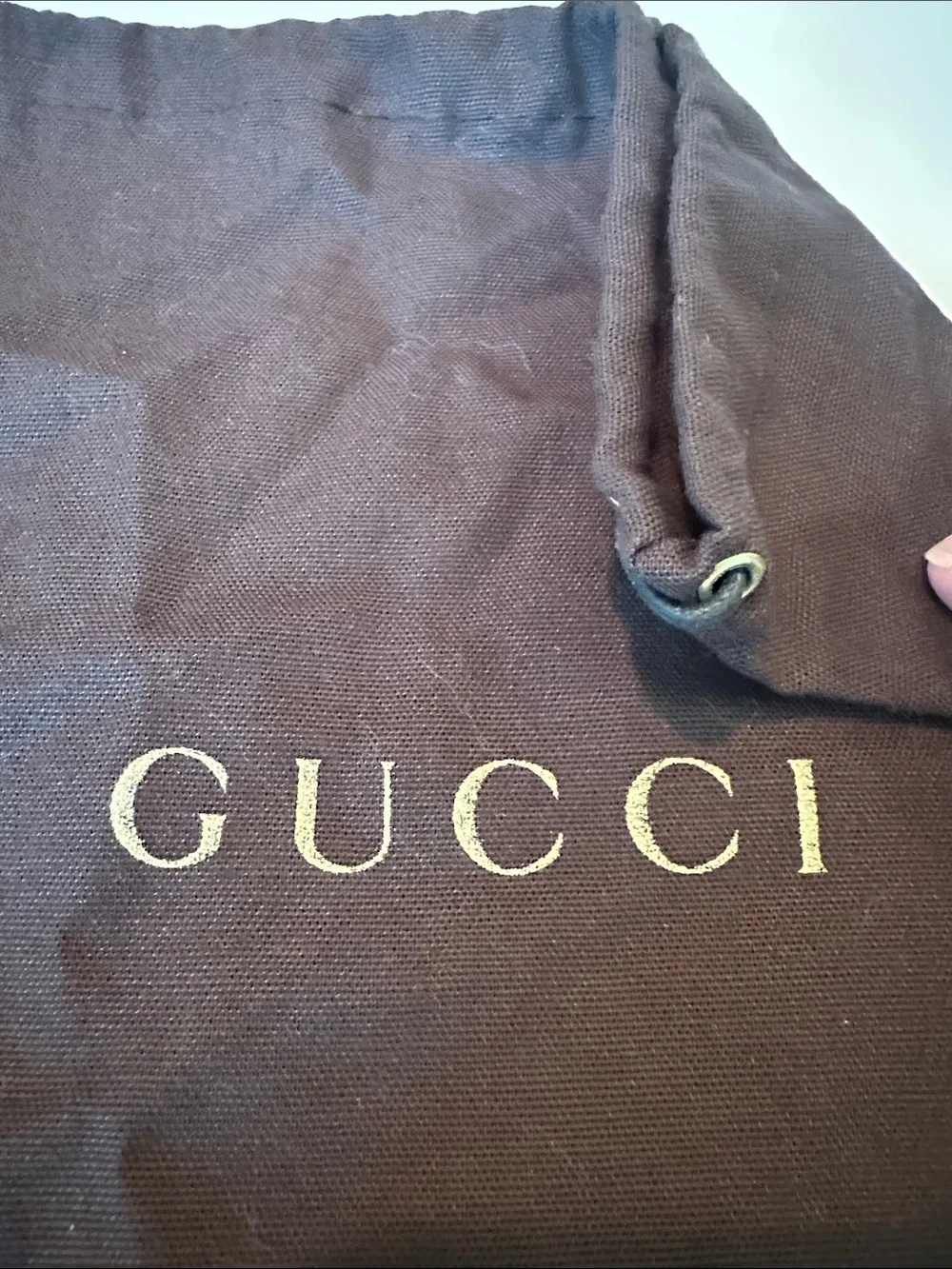 Gucci Brown and Gold Cotton Branded Dust Bag